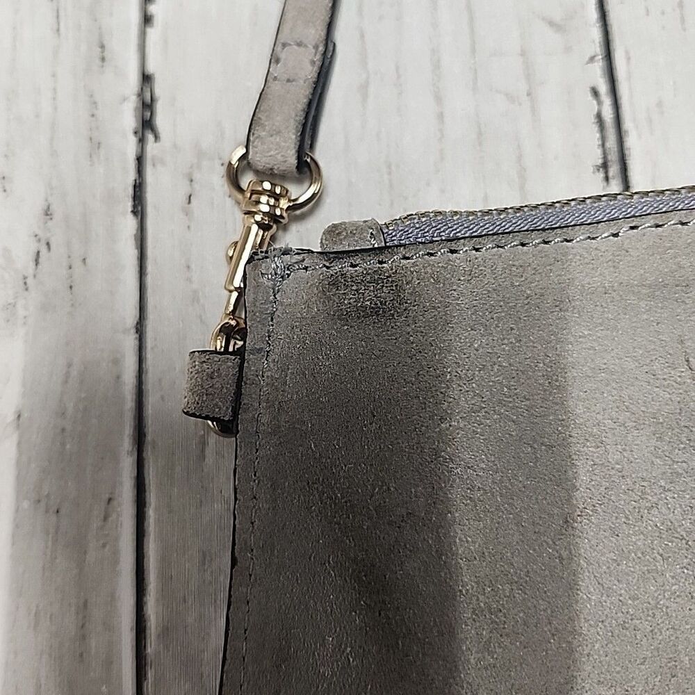 H&M Gray 100% Suede Shell Crossbody Bag Leather  Purse Small Travel - Picture 13 of 14